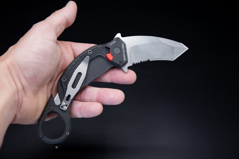 NIGHTMARE KARAMBIT STONE WASHED - don't leave home w/o this rescue knife