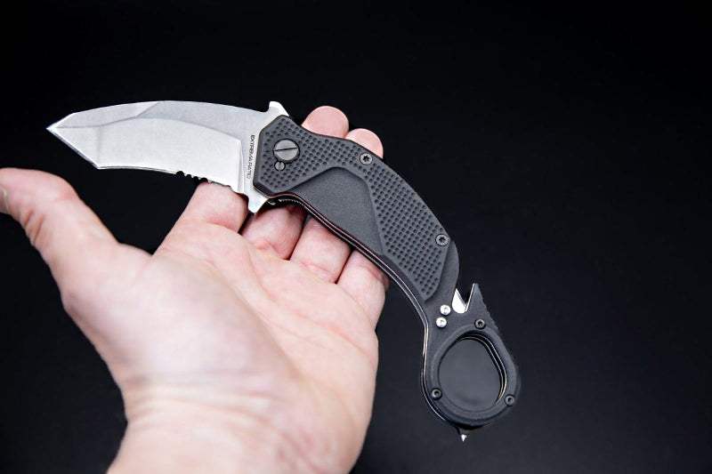 NIGHTMARE KARAMBIT STONE WASHED - don't leave home w/o this rescue knife